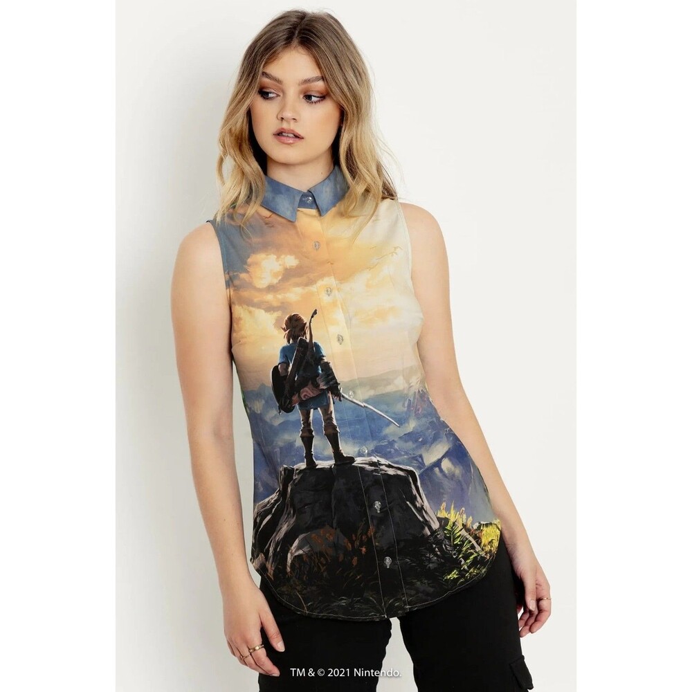 Black Milk The Legend Of Zelda Breath Of The Wild Sleeveless Button Down Shirt S